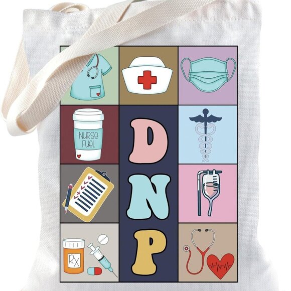 Doctor of Nursing Practice Gift Tote Waterproof Cotton Nurse Practitioner Bag - Picture 1 of 6